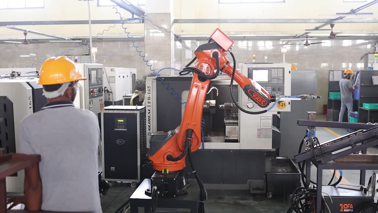 Industrial Robot in a Manufacturing Factory