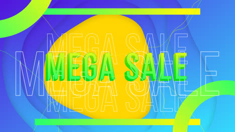 Animation-Von-Mega-Sale-Text-über-Bunten-Formen