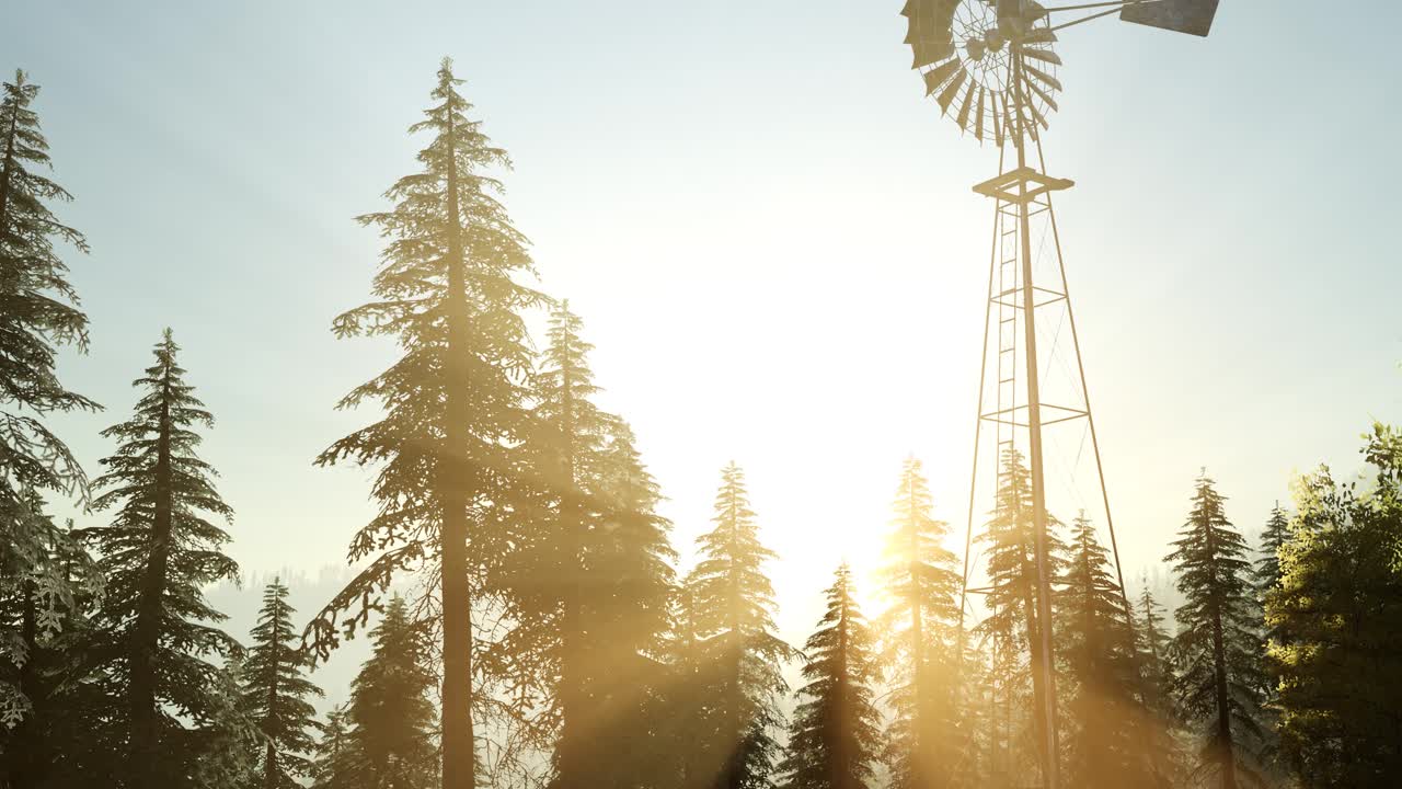 전형적인 오래된 풍차 터빈