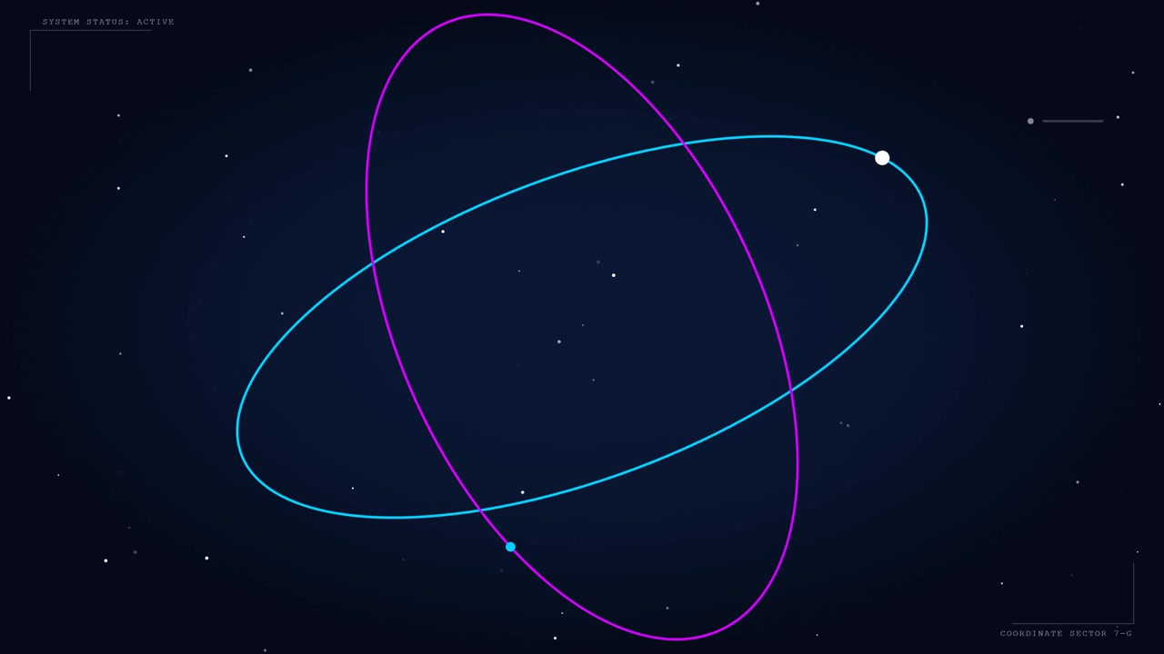 Digital Animation of Two Intersecting Orbital Paths in Space