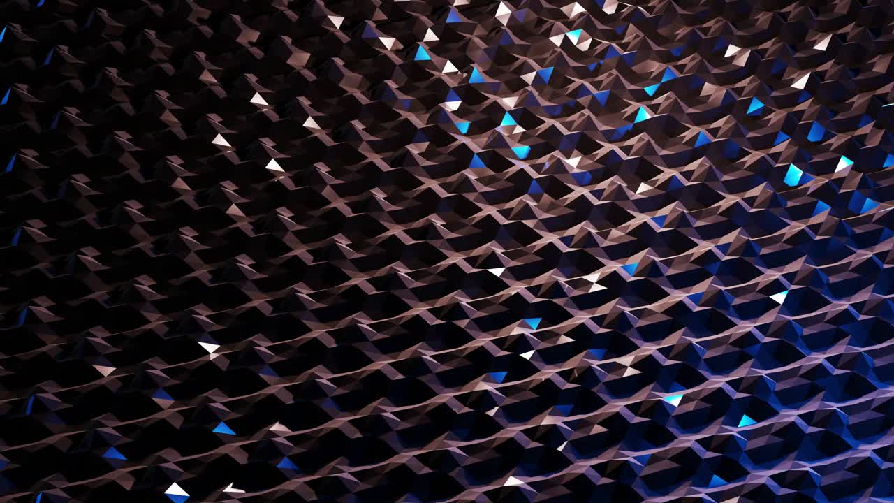 stylish dark abstract low poly background in 4k. Abstract waves move on glossy metallic surface in loop. Smooth soft seamless animation. Simple minimalistic geometric bg. Blue color