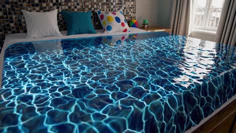 abstract water bed in a modern bedroom