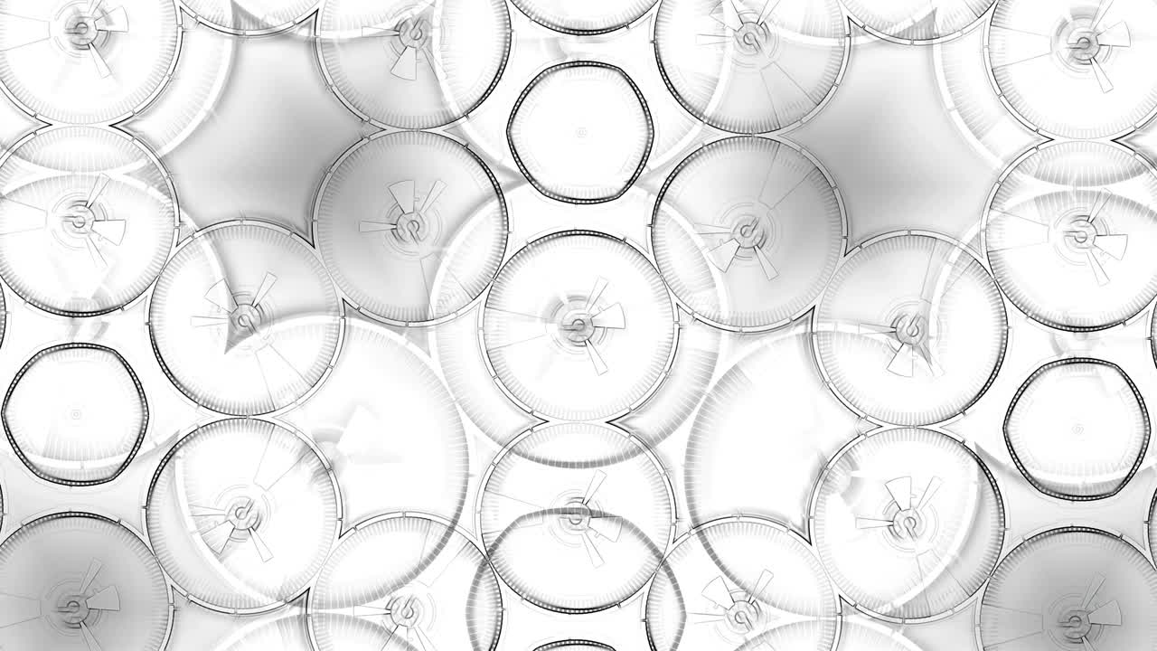 Abstract round kaleidoscope animation, hi-tech background with circles.