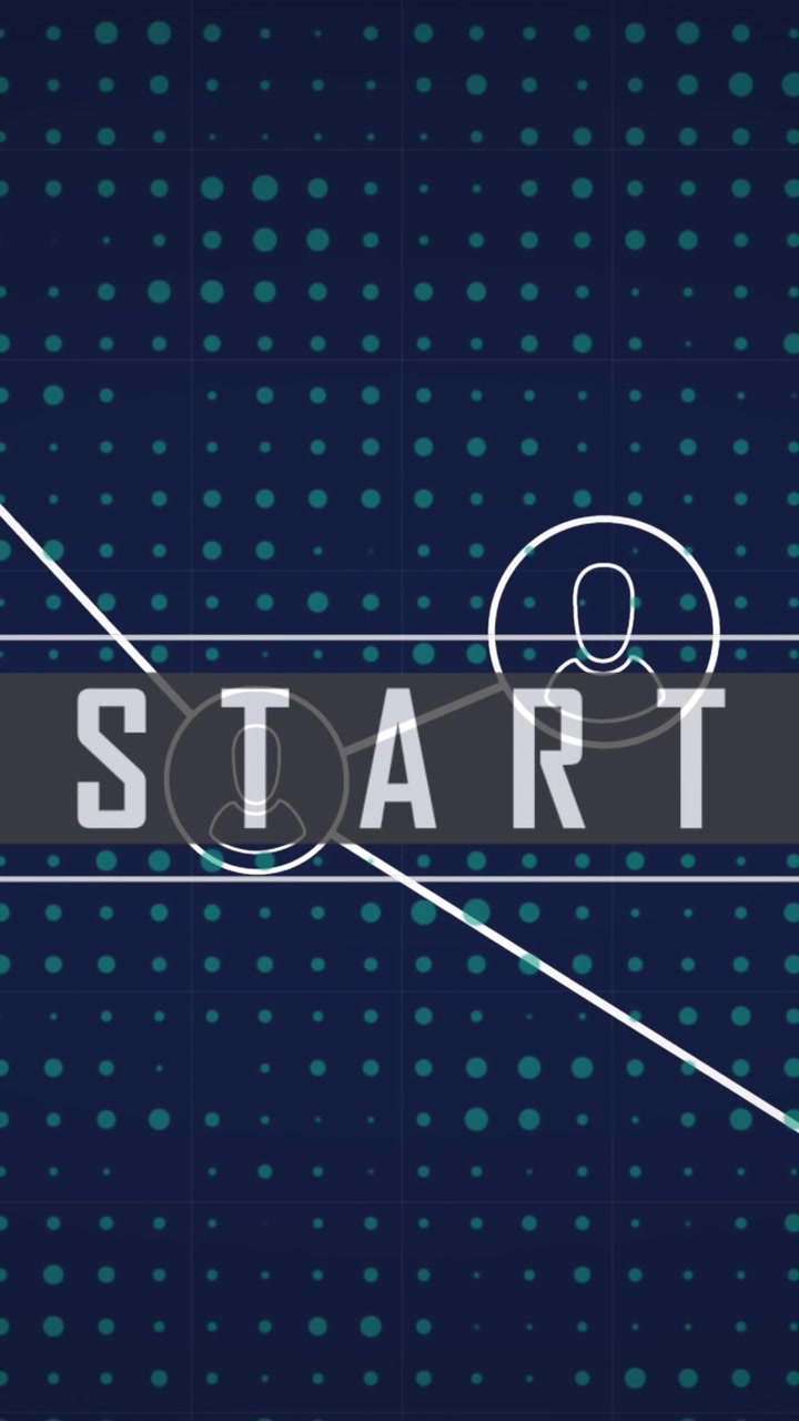 Animation of network of profile icons and start text banner against dots pattern on blue background