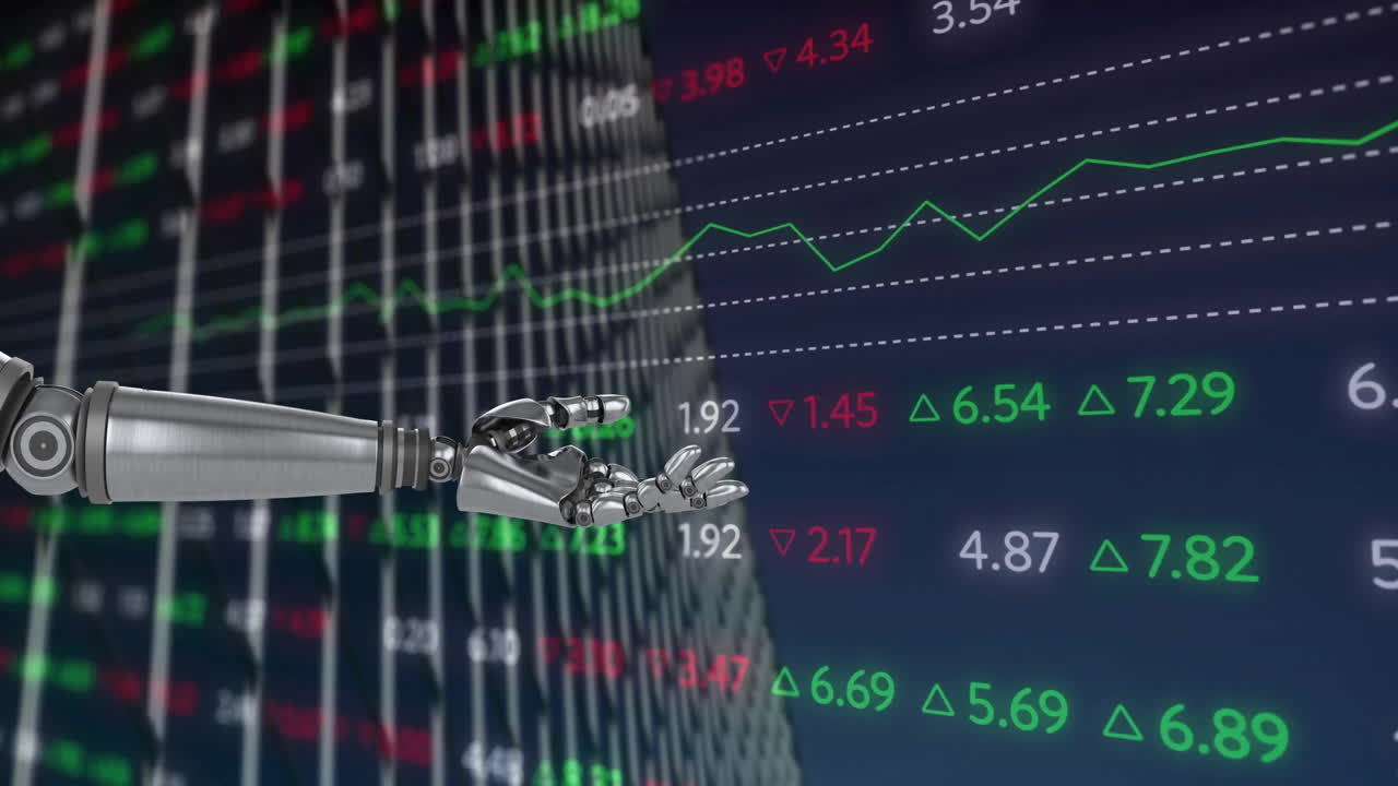 Animation of data processing and diagrams over robotic arm