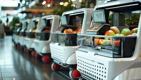 automated shopping carts in a grocery store