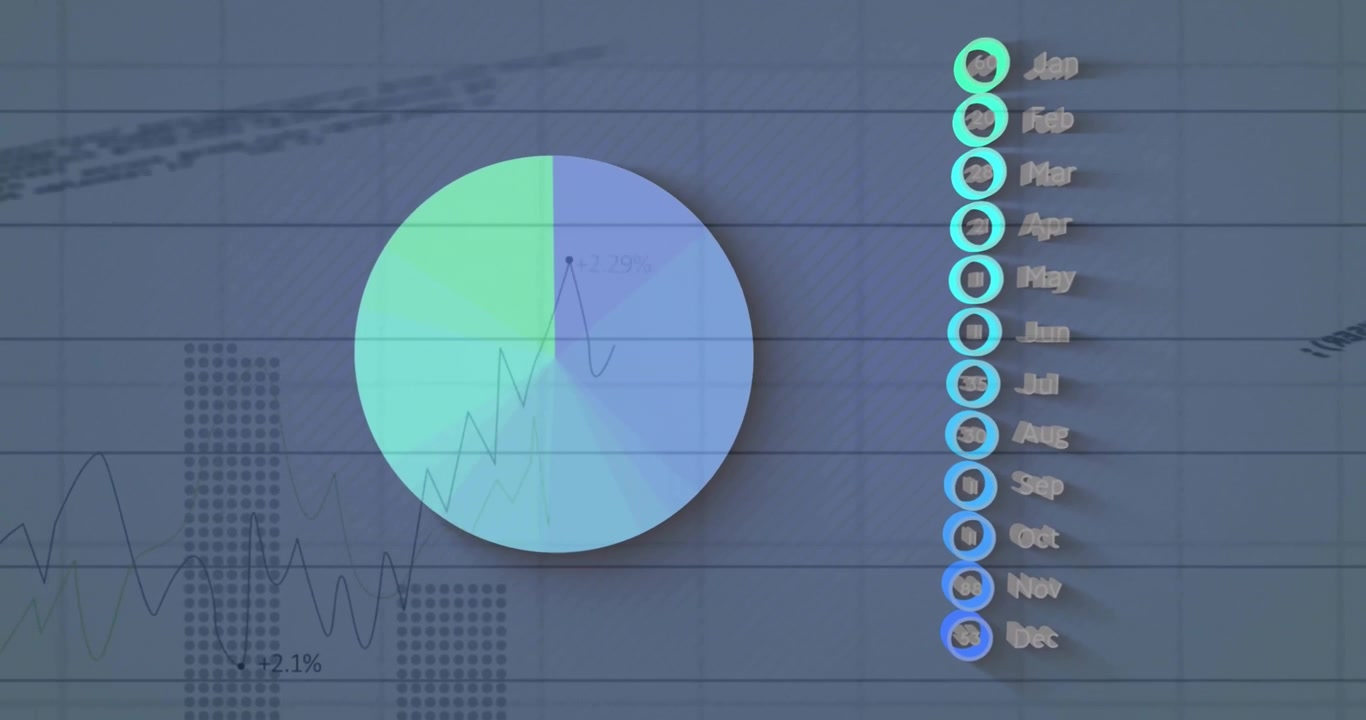 Animation of financial data processing over dark background