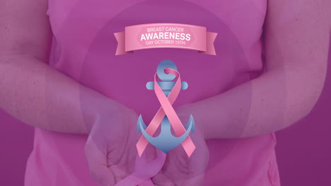 animación de concienciación sobre el cáncer de mama texto sobre mujer caucásica
