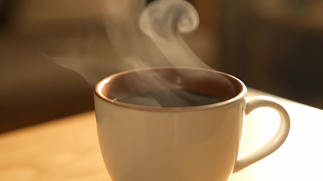 Tazza fumante di caffè caldo su un tavolo