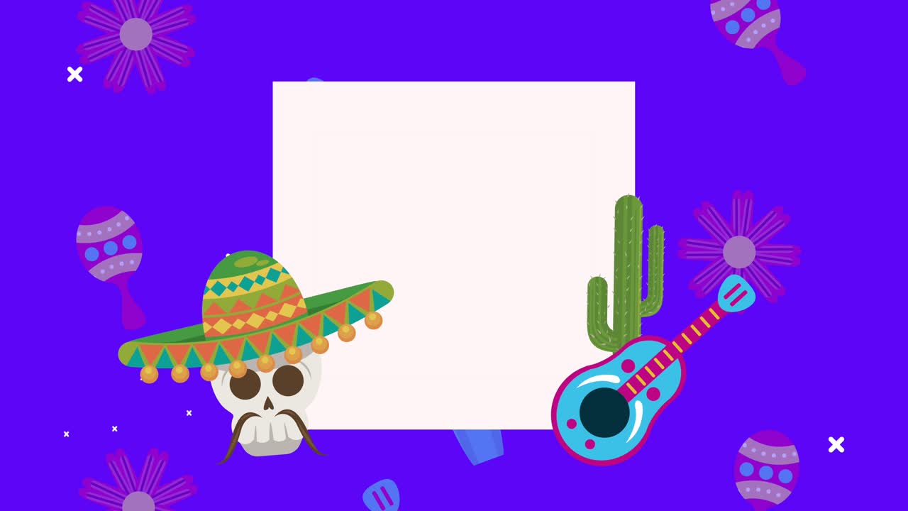 마리아치 두개골과 기타 프레임으로 dia de los muertos 축하