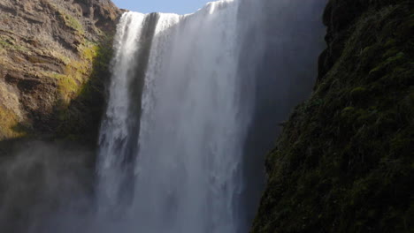 Panning-Shot-of-Large-Iceland-Waterfall-in-Slow-Motion