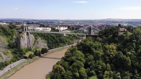 aerial view of clifton suspension bridge on sunny day