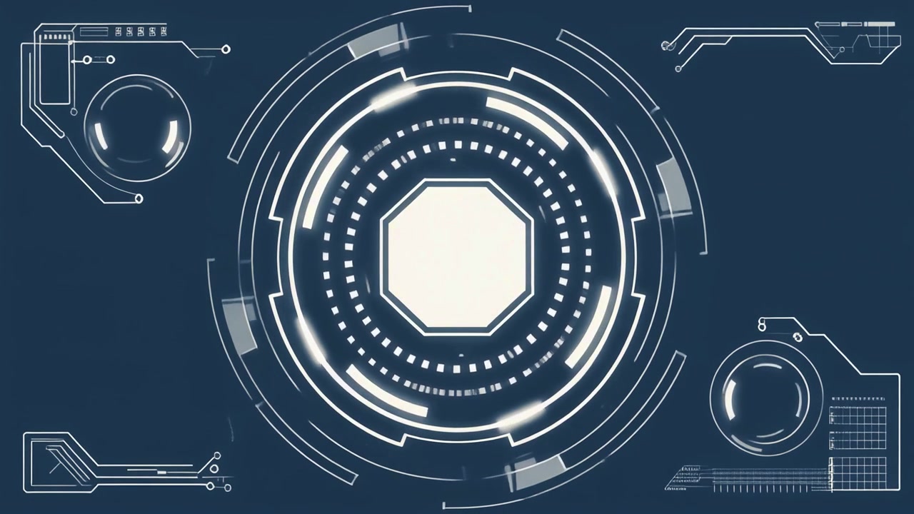 Digital HUD Interface with Glowing and Scanning Animation