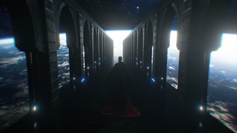 corredor espacial místico con una figura
