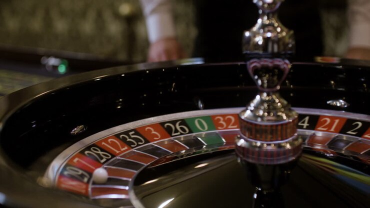 Roulette wheel spinning.