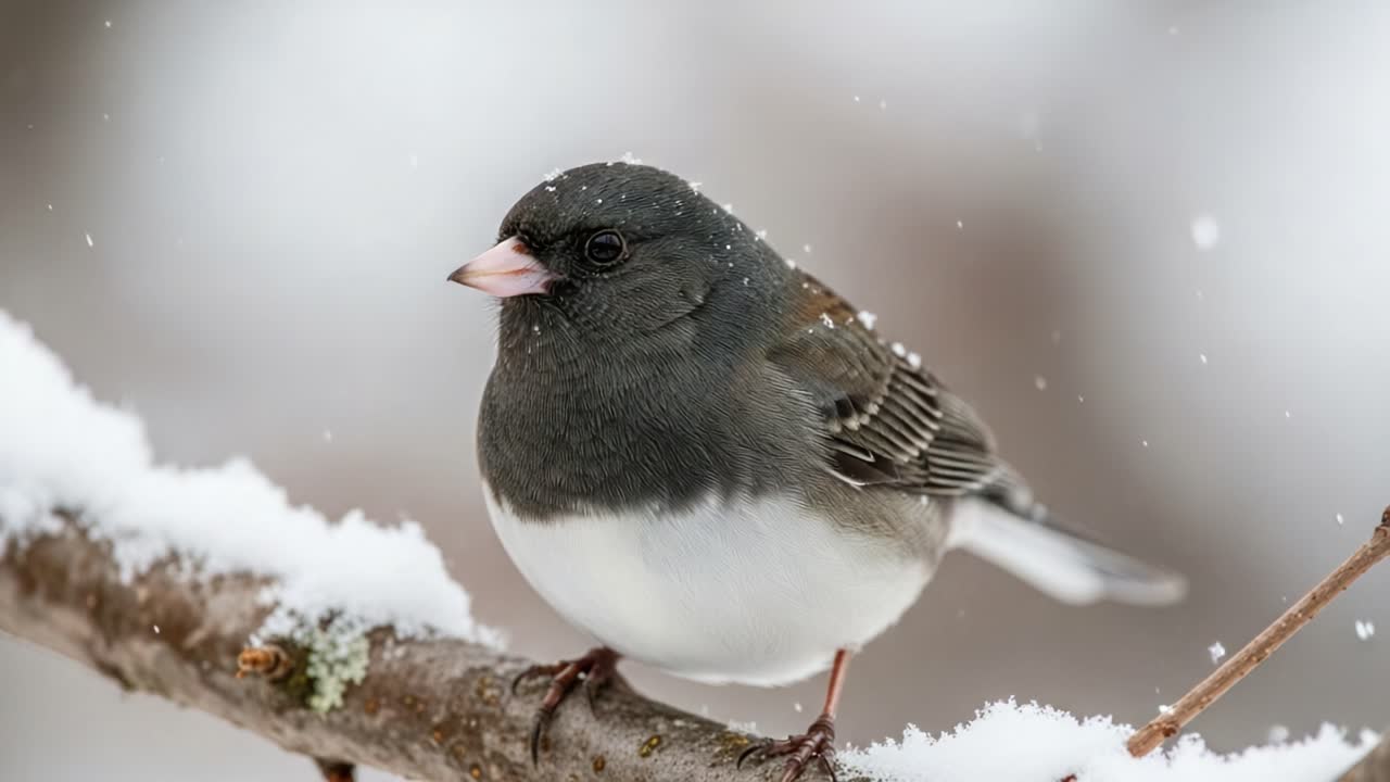 A Charming Dark-Eyed Junco Nestled in Snowy Winter Scenery, Exhibiting Its Unique Plumage and Captivating Presence Against a Wintery Backdrop
