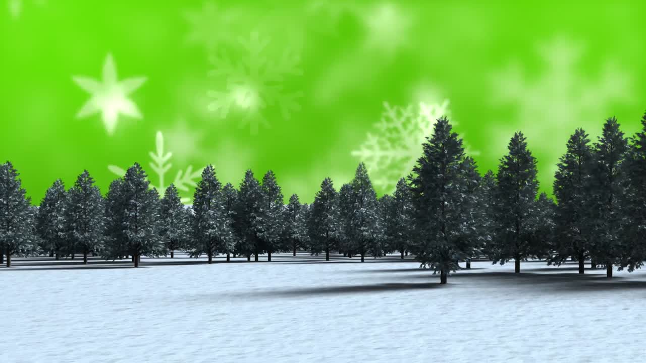 크리스마스 눈송이와 함께 겨울 숲