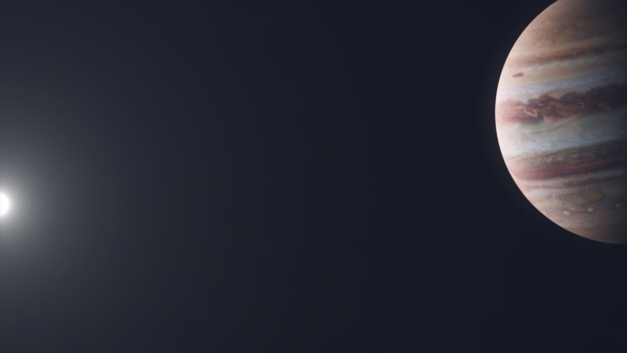 vista cinematográfica del planeta júpiter con el sol