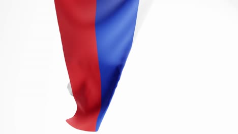 russian flag fluttering on white background, 3d render animation, vertical