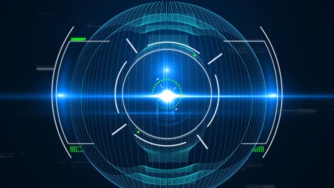 animation of circular scanner processing data with interference on black background