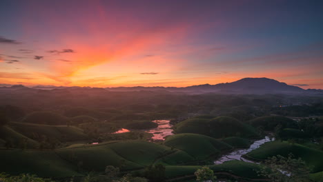 long coc tea hill in colorful sunrise