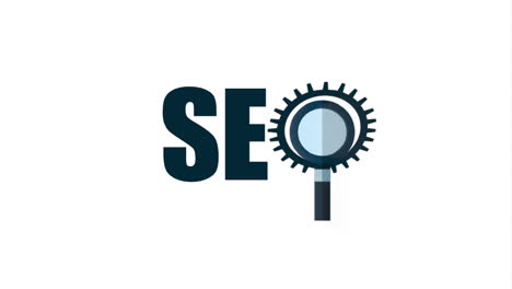 seo-logo met vergrootglas en uitrusting