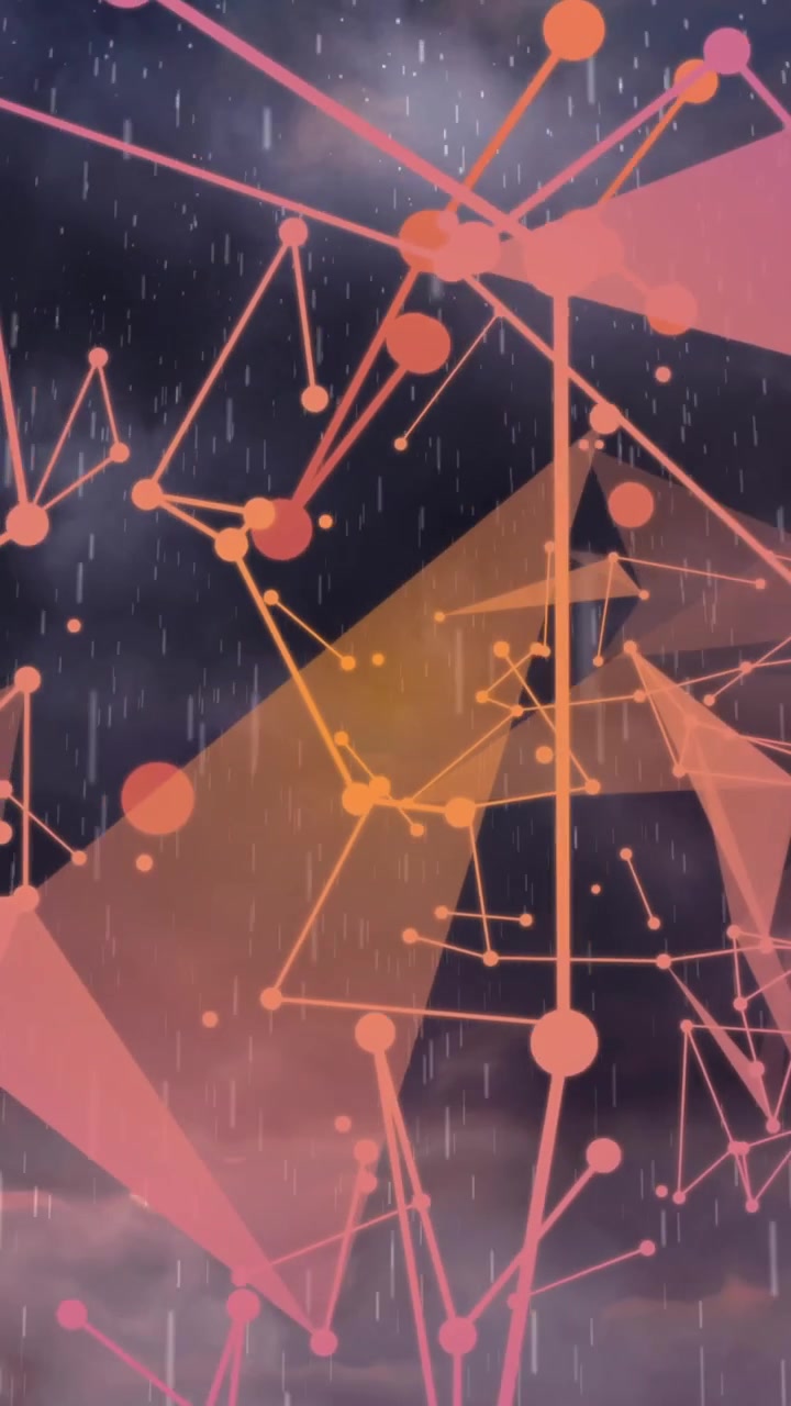 Animation of network of connections with icons over pattern and data processing