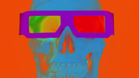 skull with 3d film glasses with abstract colours