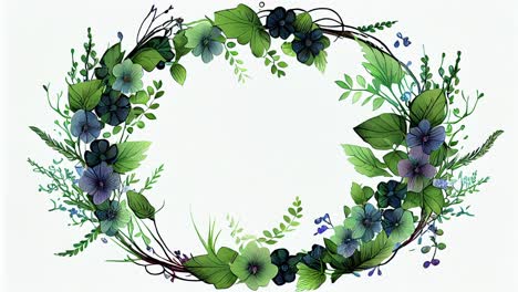 animated flower wreath element with endless loop