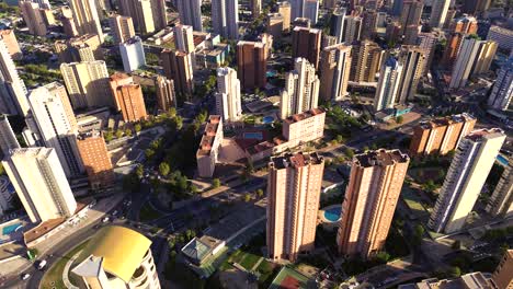 aerial view of benidorm cityscape and seascape from a drone perspective in the south of spain