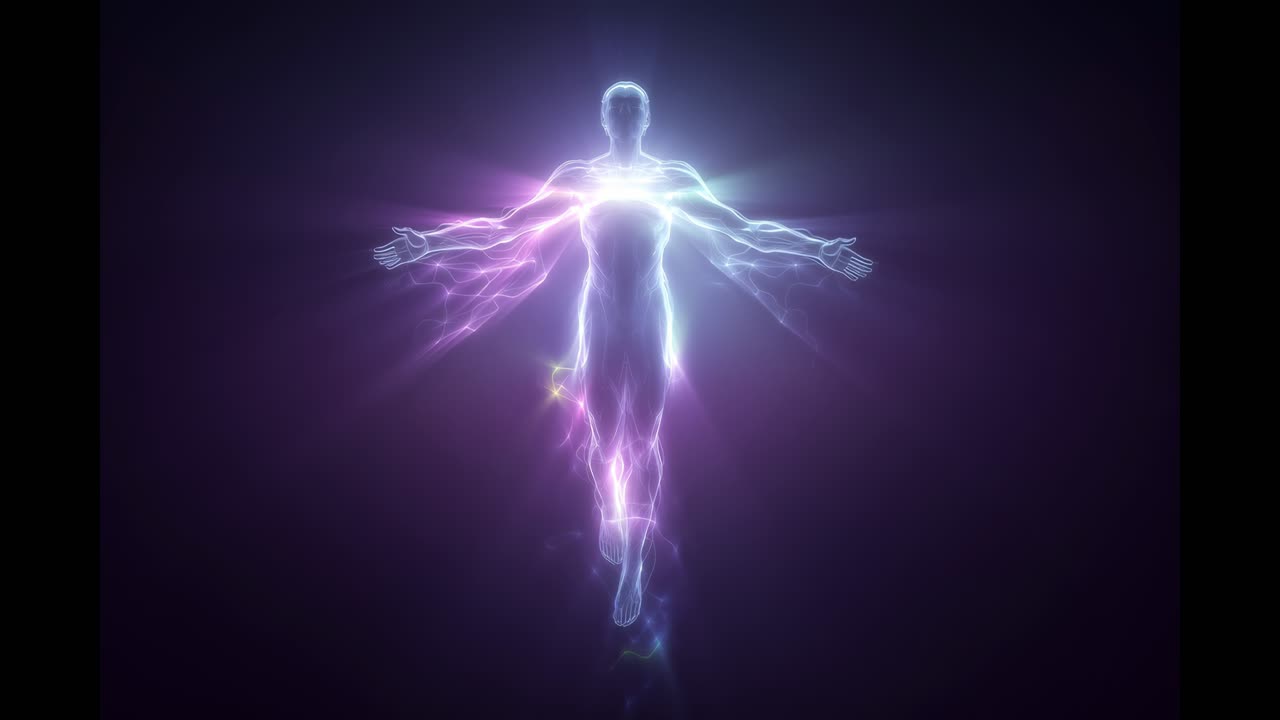 Glowing Human Silhouette with Radiant Light