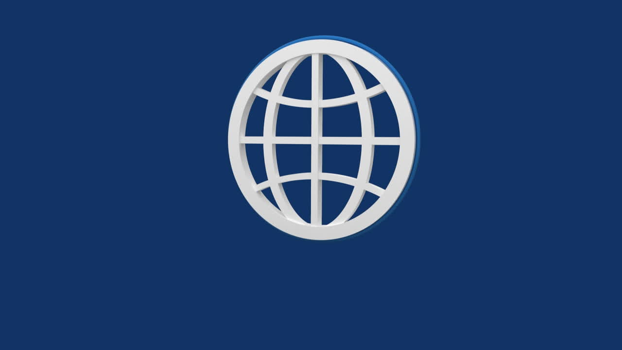 Animation of globe icon over blue background