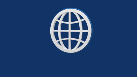 animation of globe icon over blue background