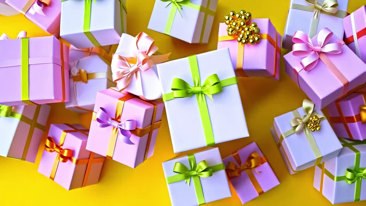 Colorful Gifts with Ribbons and Bows