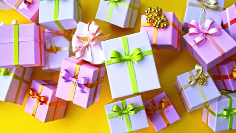 colorful gifts with ribbons and bows