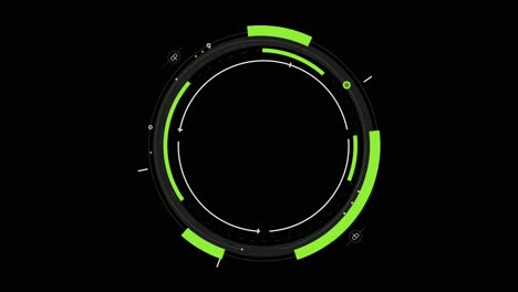 Hud-green-andyellow-circles-rotating-on-black-background