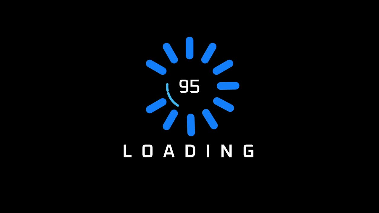 Loading Interface After Effect Animation Template with radial progress spinner, percentage text on black background