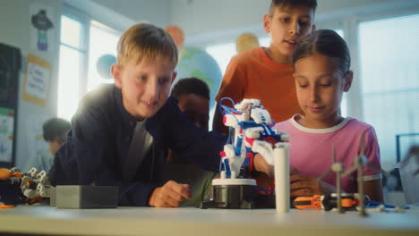 children learning robotics in a classroom