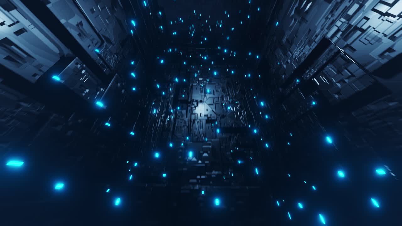 Flying Through a Blue Light Tunnel. Infinitely looped animation