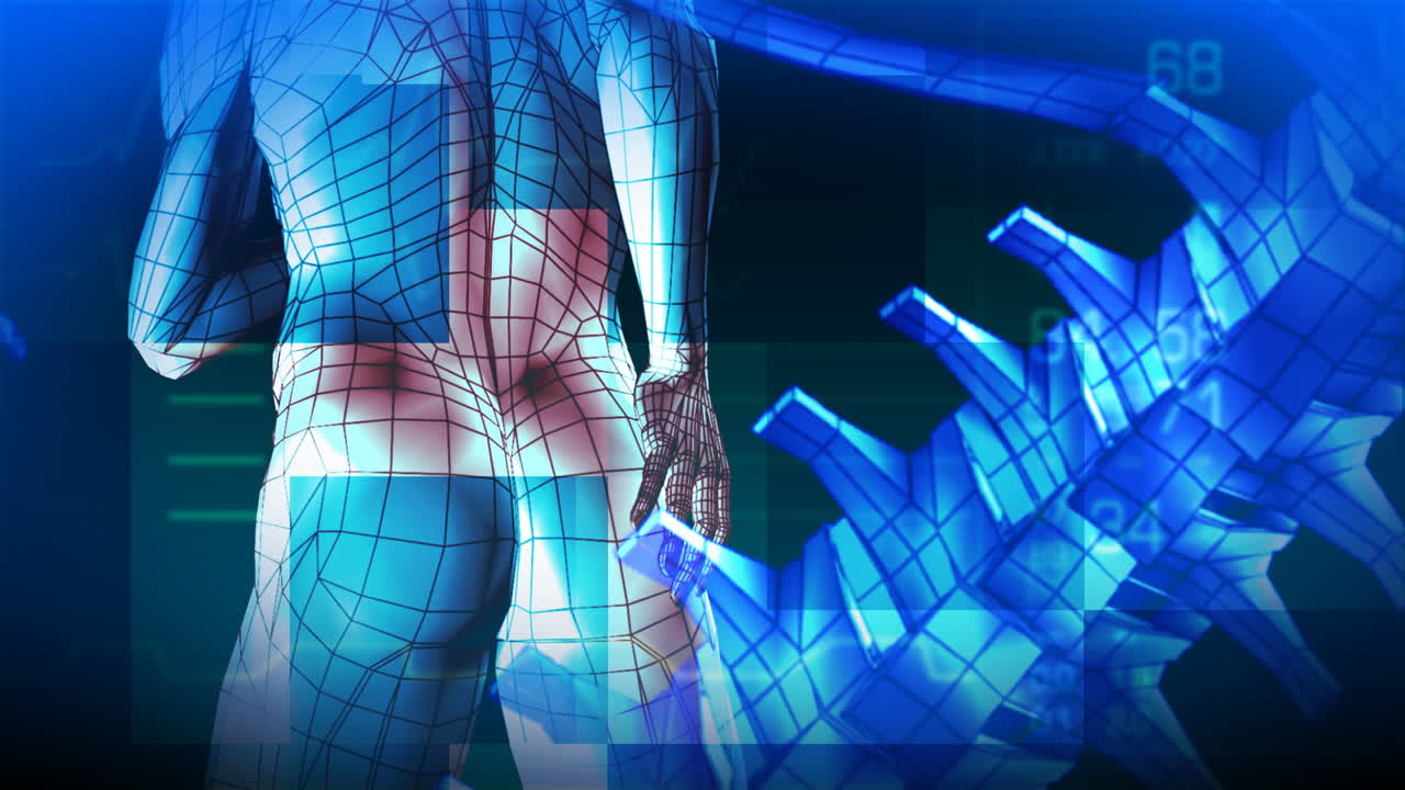 허리 통증이 있는 사람의 애니메이션