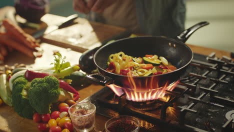 cooking vegetable stir-fry