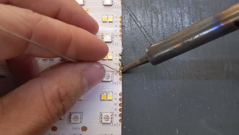 soldering leds onto a circuit board