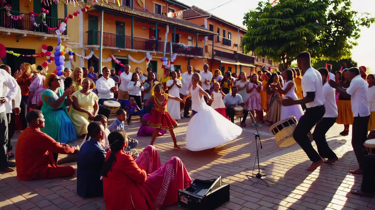 Cultural Celebration in a Town Square