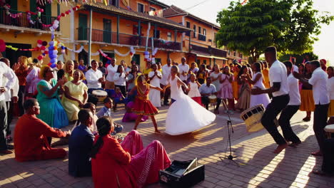 cultural celebration in a town square