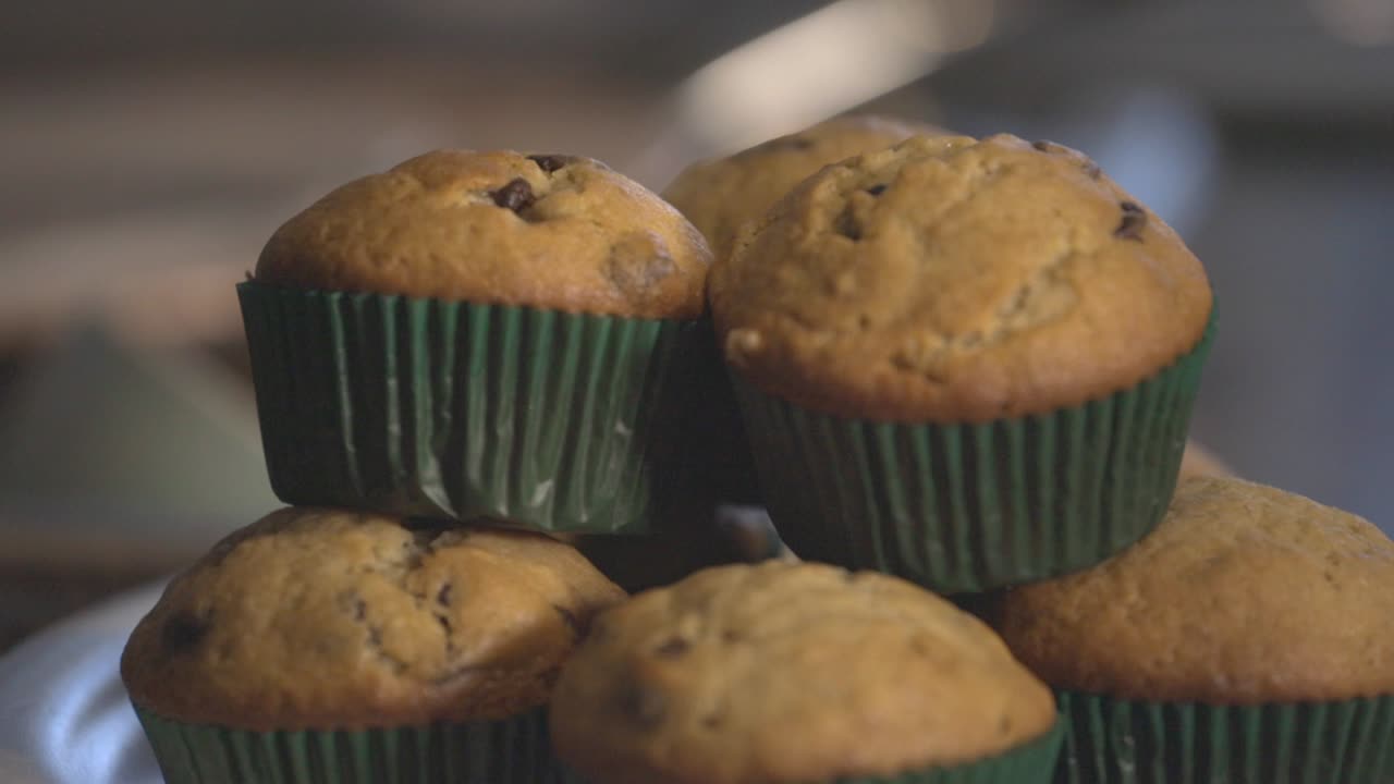 Freshly HomemadeMuffins On White Plate. - Close up shot