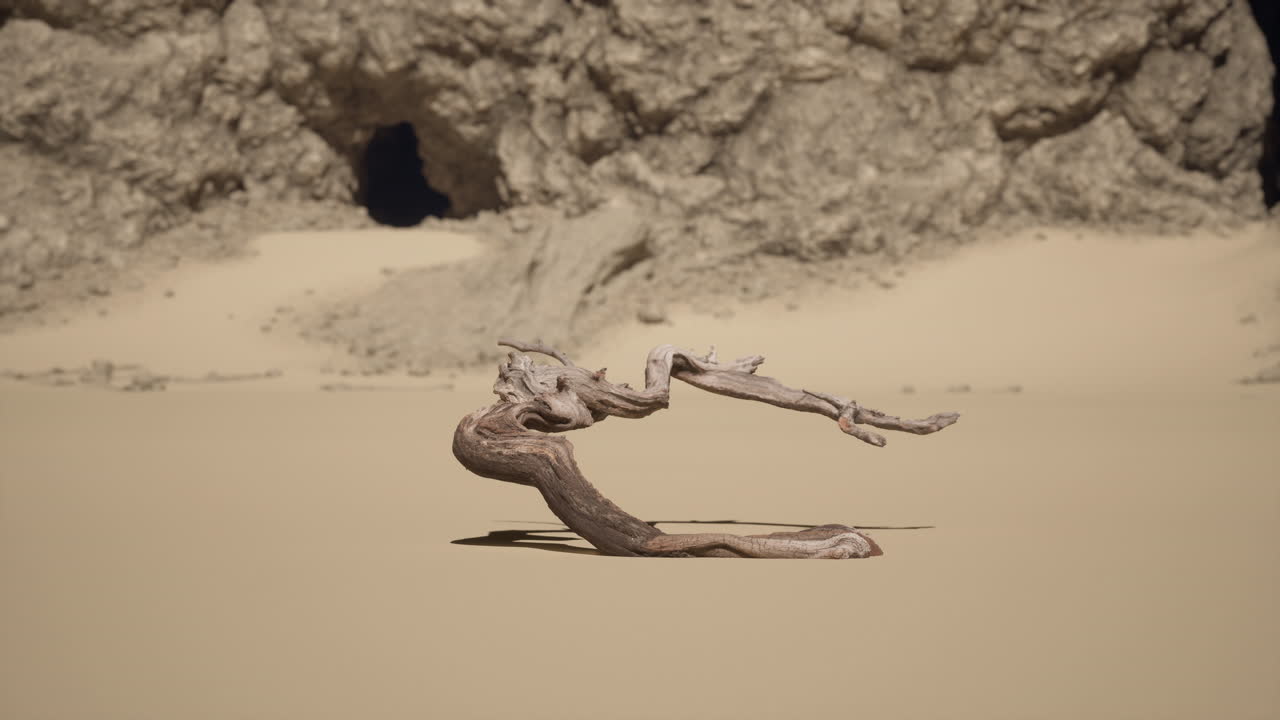 사막 풍경 에 있는 외로운 죽은 나무