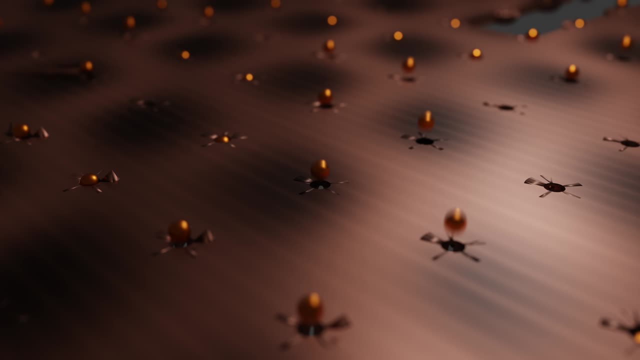 animación de video de 4k de bolas que entran y salen del agujero en el suelo gráficos de movimiento de bucle sin costuras