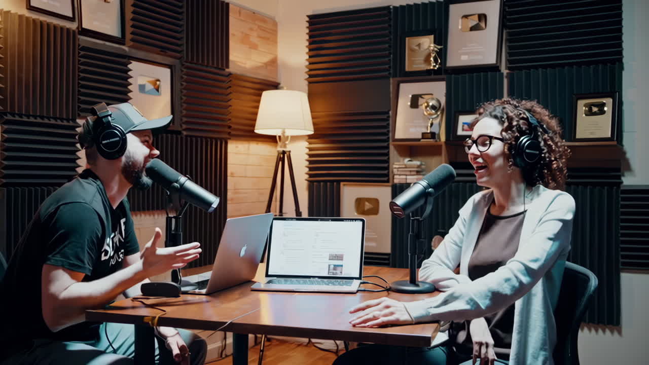 Podcast Interview in a Modern Studio