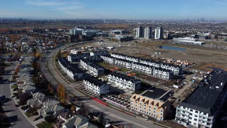 Drone-air-overview-of-the-Quarry-Park-community-in-Calgary,-Alberta,-Canada