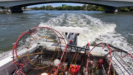 boat journey with fishing traps on gold coast